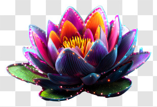 Psychedelic Color - Colorful Neon Lotus Illustration Transparent PNG