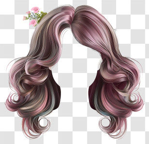 Spring Hairstyle - Curly Pink Hair Illustration For Styling Concept Transparent PNG