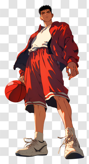 Slam Dunk - Confident Basketball Player In Red Transparent PNG