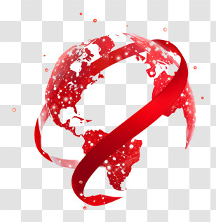3d Globe - Red Ribbon Globe Icon Transparent PNG