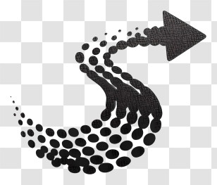Dotted Curved Arrow - Black Dotted Curved Arrow Design Transparent PNG