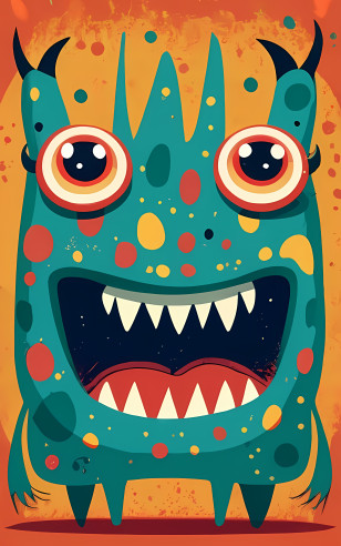 Cartoon Monster - Colorful Cartoon Monster With Big Eyes Transparent PNG