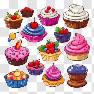 National Candy Day - Cupcakes With Colorful Frosting And Decorations Transparent PNG