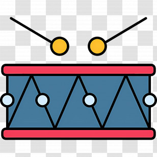 Drum - Cartoon Drum With Drumsticks Illustration Transparent PNG