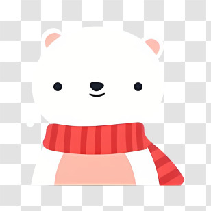 Cartoon Bear - White Bear With Red Scarf Transparent PNG