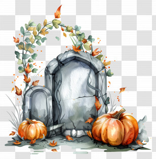 Halloween Headstone - Gravestones With Pumpkins Illustration For Halloween Transparent PNG