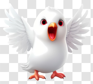 Bird - Cute White Bird Cartoon Transparent PNG