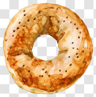 Watercolor Bagel - Illustration Of A Watercolor Bagel Transparent PNG