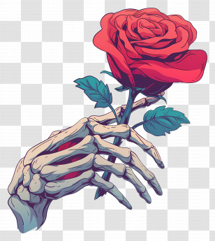 Skeleton Hand Holding Rose - Skeleton Hand Holding A Rose Transparent PNG