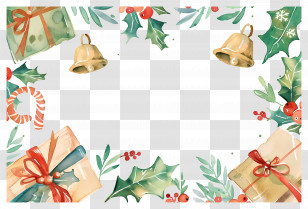 Christmas Background - Christmas Frame With Gifts And Ornaments Transparent PNG
