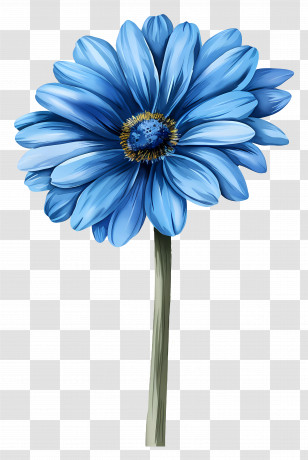 Blue Gerbera - Beautiful Blue Flower With Petals Transparent PNG