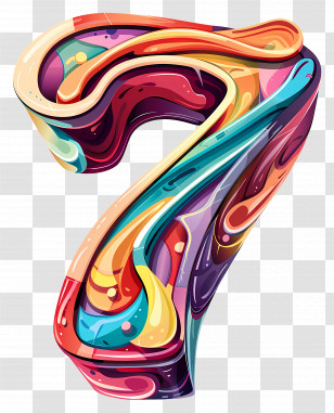 Number 7 - Colorful Number Seven Transparent PNG