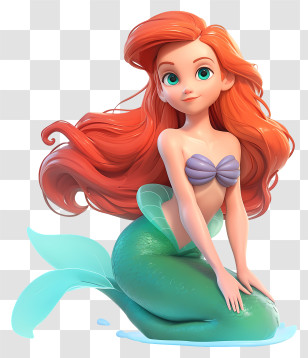 Ariel Mermaid Princess - Beautiful Mermaid With Red Hair Transparent PNG