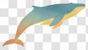 Blue Whale - Gradient Whale Illustration With Ocean Theme Transparent PNG