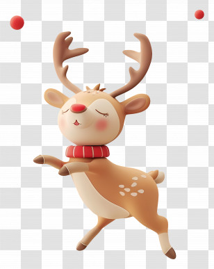 Christmas Deer - Cute Christmas Reindeer Illustration Transparent PNG
