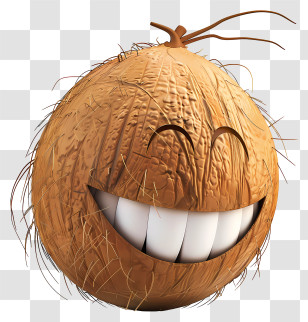 3d Cartoon Fruit - Smiling Coconut Cartoon Transparent PNG