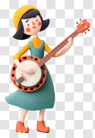 Woman Playing Banjo - Playful Banjo Girl In Colorful Outfit Transparent PNG