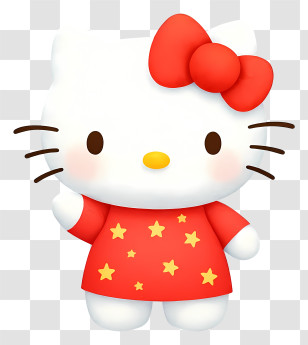 Hello Kitty Happy New Year - Hello Kitty In Star Dress Transparent PNG