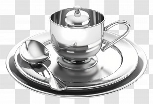 Metal Dinner Set - Elegant Silver Tea Set Transparent PNG