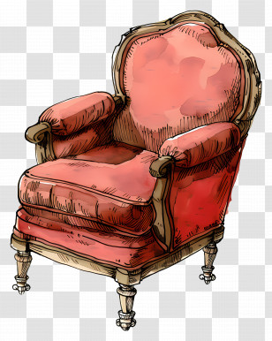 Chair - Elegant Vintage Pink Armchair Transparent PNG