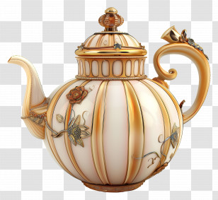 Old Teapot - Beautiful Porcelain Teapot With Floral Design Transparent PNG