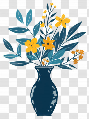 Flowers In Vase - Elegant Vase With Yellow Flowers Transparent PNG