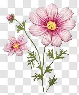 Realistic 3d Cosmos Flower - Pink Cosmos Flowers Transparent PNG