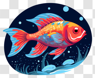 Fish - Colorful Fish In Underwater Scene Transparent PNG