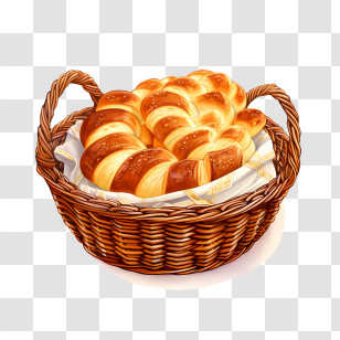 Challah Bread - Woven Basket Filled With Freshly Baked Challah Transparent PNG