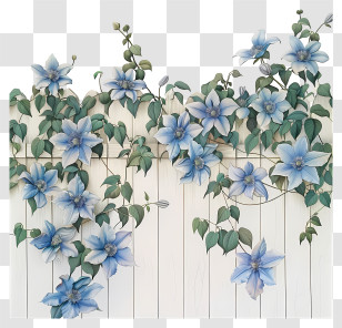 Garden Fence - Blue Clematis On Fence Transparent PNG