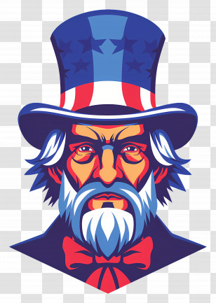 Uncle Sam Portrait - Patriotic Uncle Sam Illustration With American Flag Details Transparent PNG