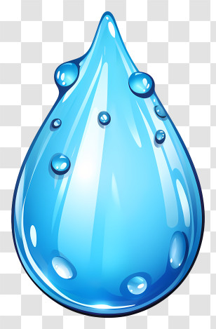 Hand Drawn Water Drop - Glossy Blue Water Droplet Transparent PNG