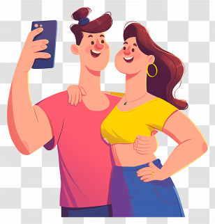 Couple Taking Selfie - Happy Couple Taking A Selfie Transparent PNG