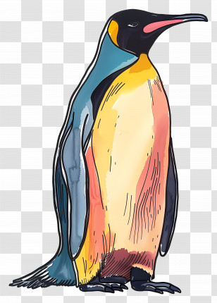Emperor Penguin - Colorful Penguin Illustration Transparent PNG