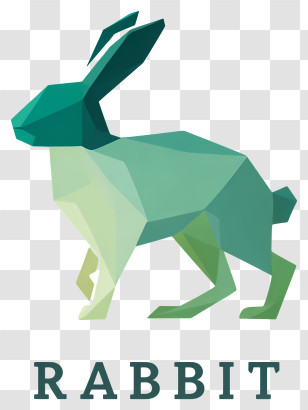 Rabbit Logo - Low-Poly Green Rabbit Transparent PNG