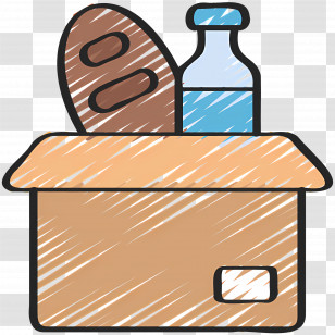 Food Donation - Grocery Box With Bread And Milk Transparent PNG