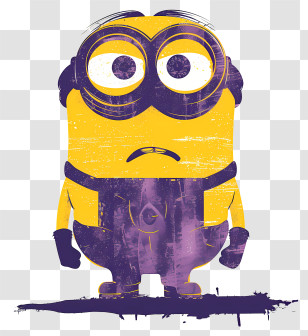 Minion - Funny Yellow Cartoon Character With Purple Outfit Transparent PNG