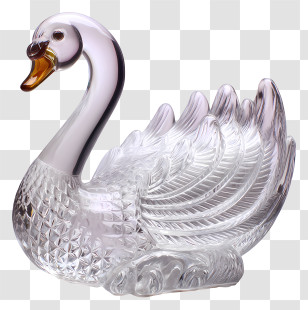Ice Sculpture Swan - Crystal Glass Swan Figurine Transparent PNG