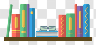 Book - Bookshelf Illustration With Colorful Books Transparent PNG