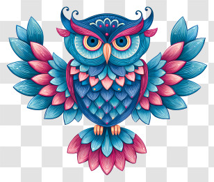 Owl Mandala - Colorful Owl With Spread Wings Transparent PNG