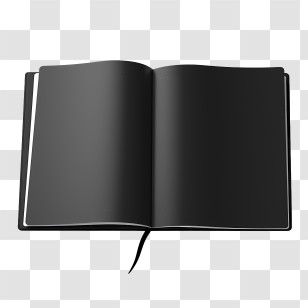 Book Cover Mockup - Open Black Book With Blank Pages Transparent PNG