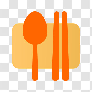 Icon - Orange Spoon And Chopsticks On Yellow Background Transparent PNG