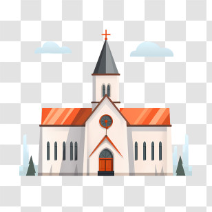 Church - Church Building With Cross And Steeple Transparent PNG