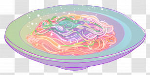 Noodles - Colorful Rainbow Pasta Served On A Plate Transparent PNG