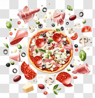 Pizza Ingredients - Delicious Pizza With Variety Of Toppings Transparent PNG