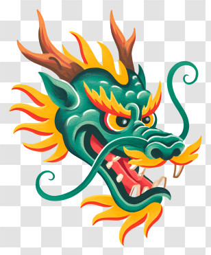 Green Dragon Head - Colorful Chinese Dragon Head Transparent PNG