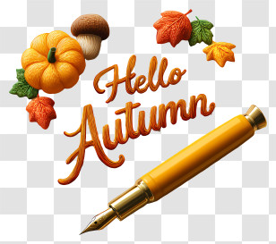 Hello Autumn - Hello Autumn Calligraphy Badge Transparent PNG