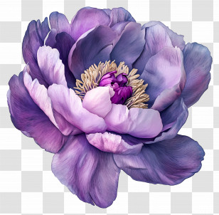 Purple Peony - Purple Flower With Blooming Petals Transparent PNG