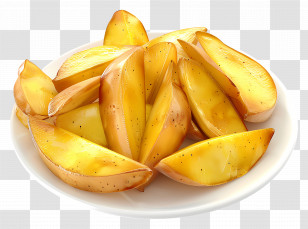 Potato Wedges - Golden Potato Wedges On White Plate Transparent PNG