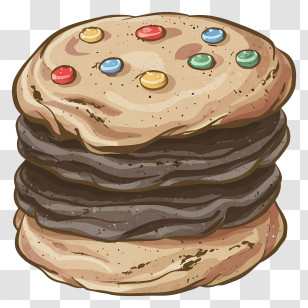 Chocolate Chip Cookie - Stack Of Chocolate Chip Cookies With Candies Transparent PNG
